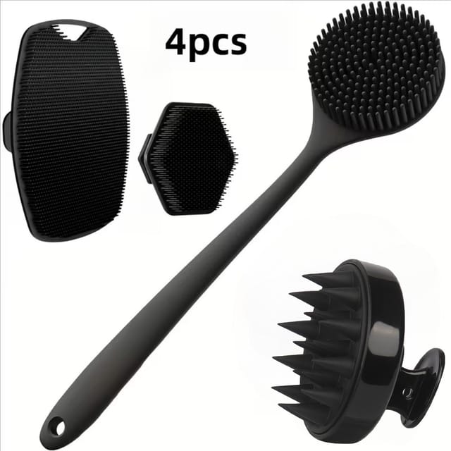 Set de 4 cepillos exfoliantes de silicona para ducha
