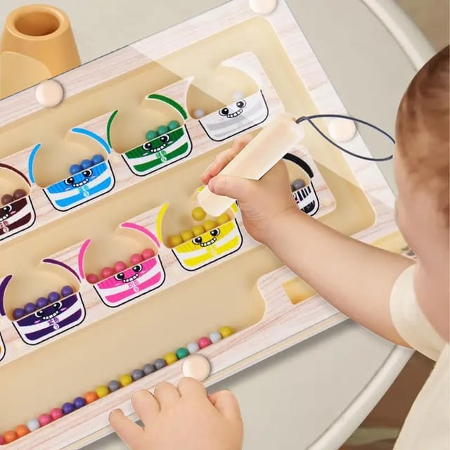 Laberinto Magnético Montessori para Clasificar Colores y Números, Juego Didáctico