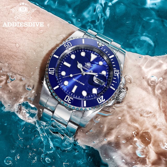 Reloj ADDIESDIVE de Buceo para Hombre, Cuarzo, Acero Inoxidable, Resistente al Agua 200m