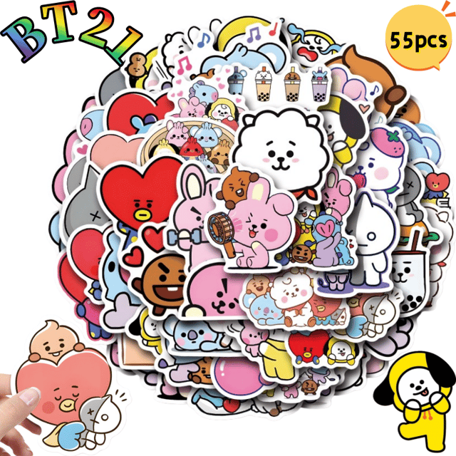 Paquete de 55 stickers de BT21 LINE FRIENDS